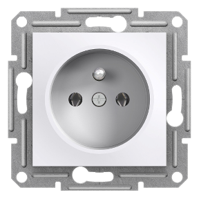 Asfora - Single Socket Outlet with pin earth - 16A white w/o frame