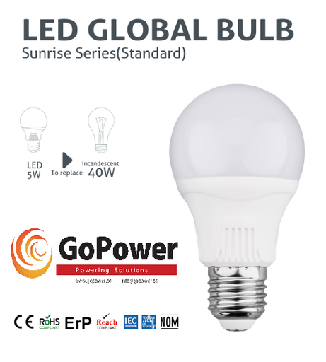 [GP-BL-0054-730] GoPower Led Standard A60 7W 3000K E27 (warm white/jaune)