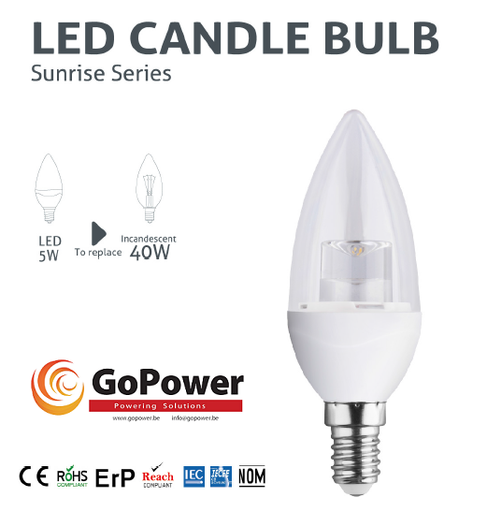 [GP-BL-0035-3000] GoPower Led Standard Candle Light C37 3W 3000K E14 (warm white/jaune)